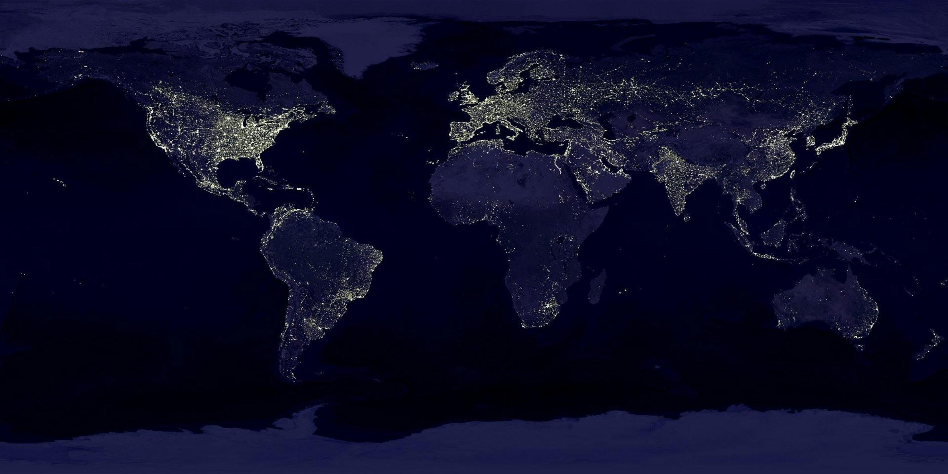 World map at night